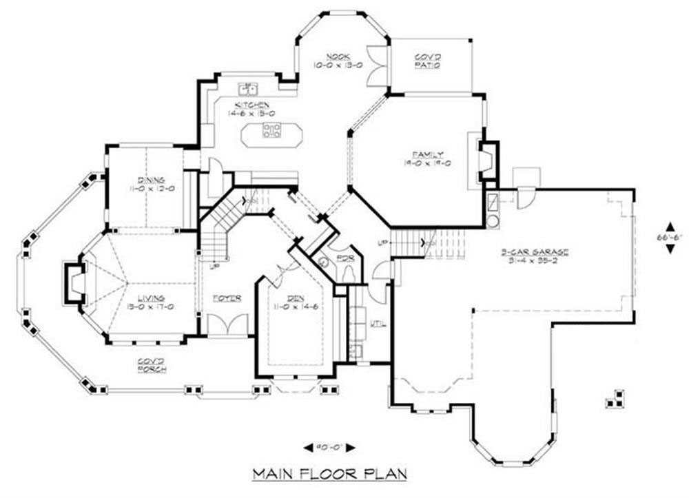 Floor Plan First Story of Craftsman Plan #115-1465